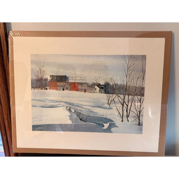 American Artist Sam Hageman Poster Print of a Farm During Winter Time - Picture 2 of 6